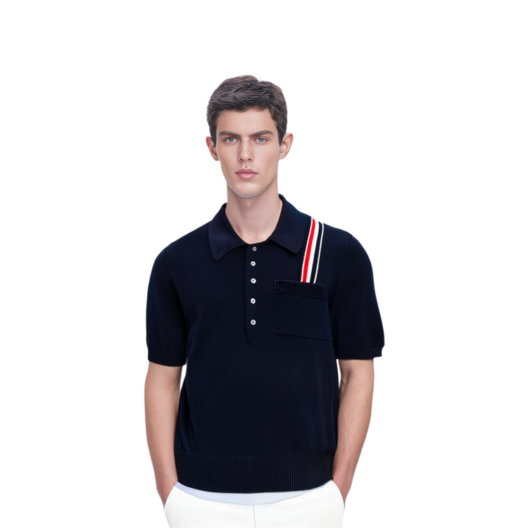 Thom Browne  Black Striped Print Short Sleeve Polo Shirt. MKP111A-Y3017-415 圖 6