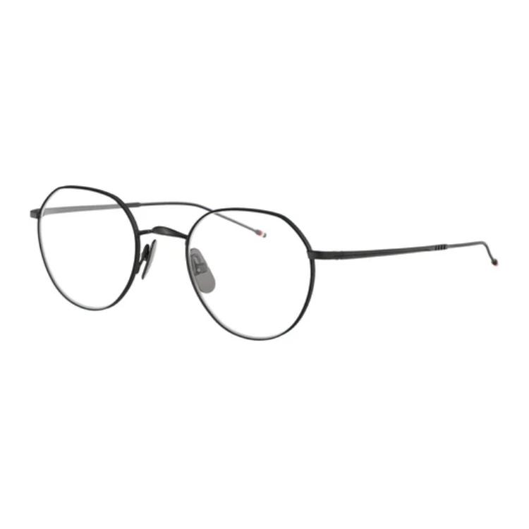 Order THOM BROWNE 黑鈦金屬不對稱光學眼鏡框 UEO914AG0001005