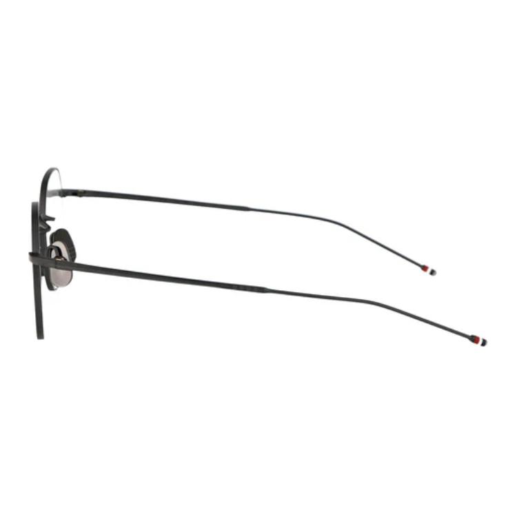 Shop THOM BROWNE 黑鈦金屬不對稱光學眼鏡框 UEO914AG0001005