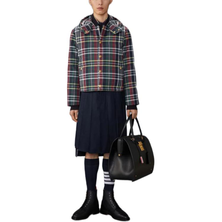 Shop Thom Browne 蓝色格纹长袖纽扣衬衫。 MWL301O-F0659-996