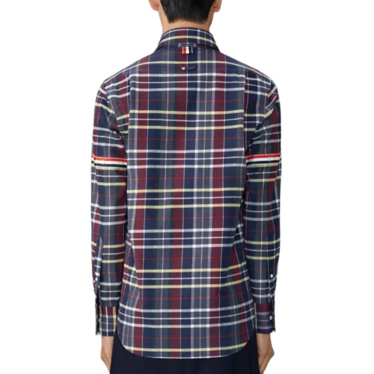 Details for Thom Browne 蓝色格纹长袖纽扣衬衫。 MWL301O-F0659-996
