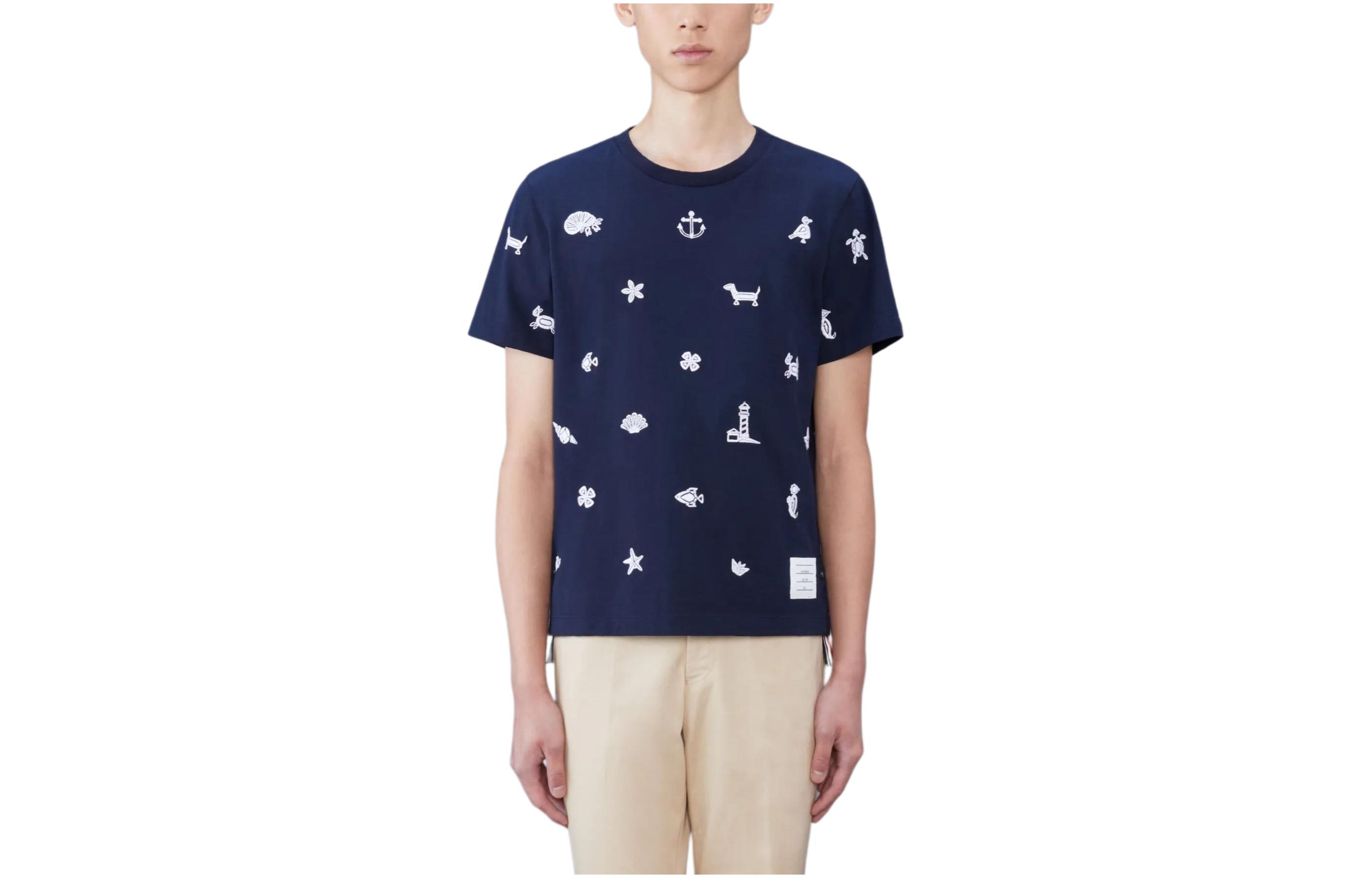 THOM BROWNE  Blue Printed Crewneck Short Sleeve T-Shirt. MJS254E-00042-415 圖 2