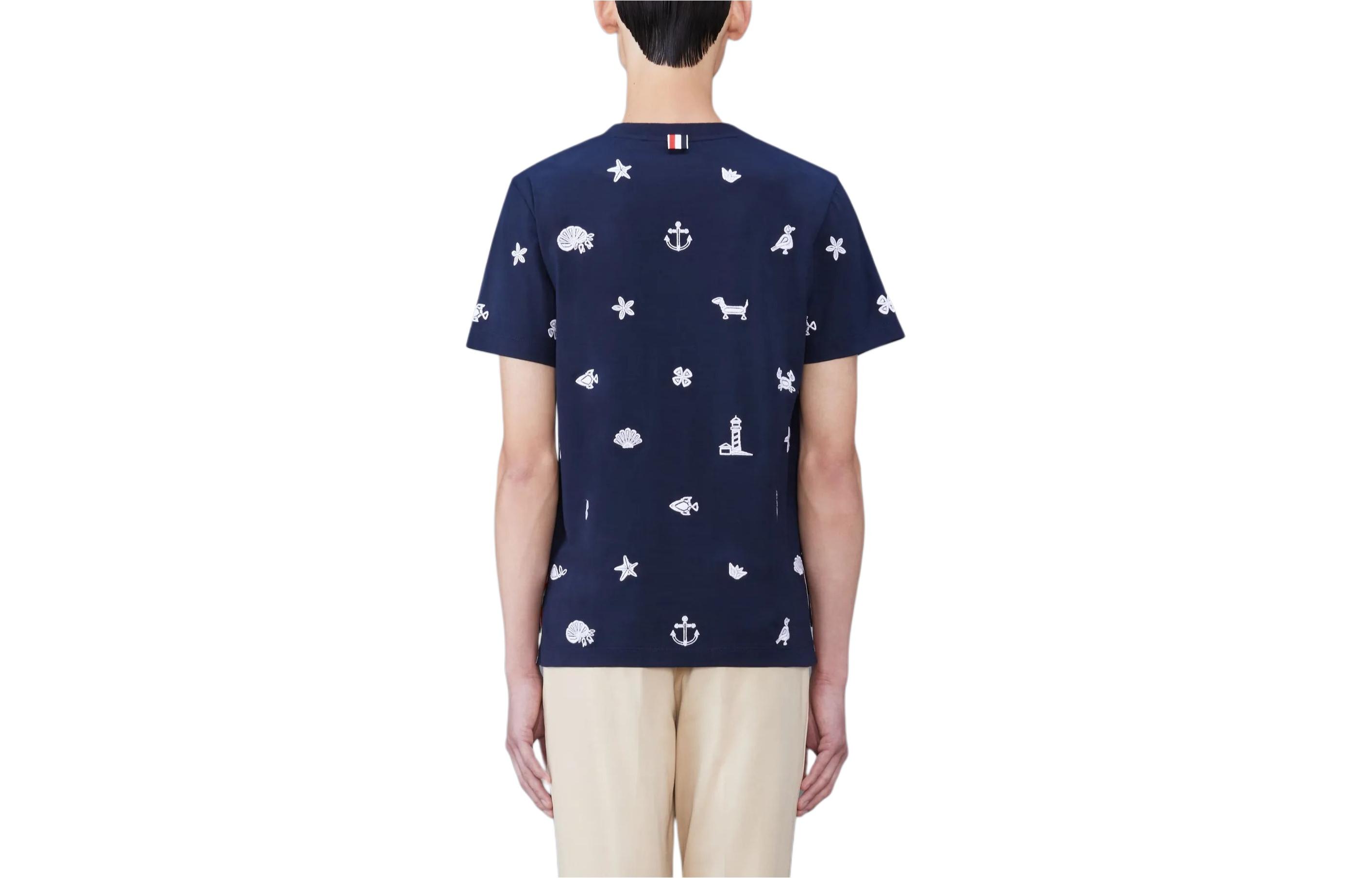 THOM BROWNE  Blue Printed Crewneck Short Sleeve T-Shirt. MJS254E-00042-415 圖 3