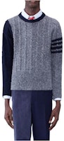 THOM BROWNE Blue Striped Crewneck Pullover Long Sleeve Sweatshirt MKA469F-Y1506-035 THOM BROWNE Blue Striped Crewneck Pullover Long Sleeve Sweatshirt MKA469F-Y1506-035