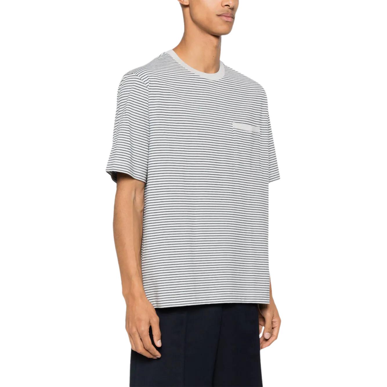 THOM BROWNE  Blue Striped Pocket Ribbed Crewneck Casual T-Shirt. MJS244A-J0115-460 圖 5