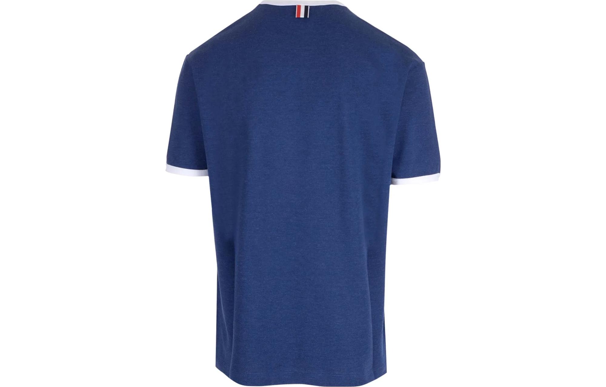 Lookbook 톰브라운 블루 스트라이프 트림 크루넥 반팔 티셔츠 MJS220AJ0085435