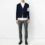 Lookbook THOM BROWNE Sweter Rajut Cashmere V-Neck Strip Biru. MKC001A-00011-415