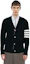 Details for THOM BROWNE Sweter Rajut Cashmere V-Neck Strip Biru. MKC001A-00011-415