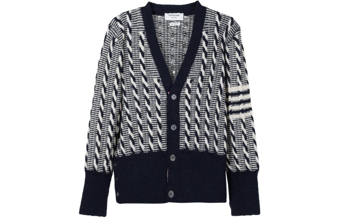 Thom Browne  Blue V-Neck Stripe Print Button-Up Long Sleeve Sweater. MKC486A-Y1506-415 圖 2