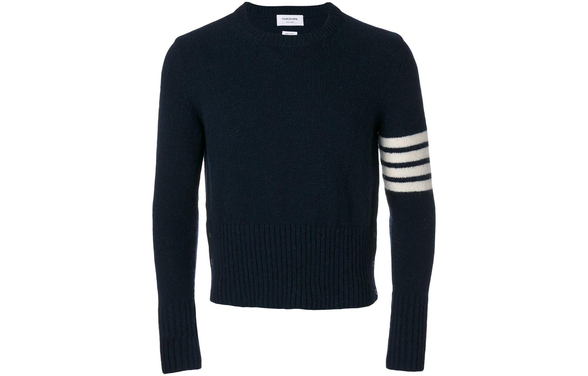 Thom Browne  Blue Wool Sweater with Four-Bar Stripes. MKA093A-00278-415