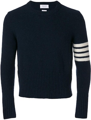 Suéter Azul de Lana Thom Browne con Rayas de Cuatro Barras. MKA093A-00278-415 Buy Suéter Azul de Lana Thom Browne con Rayas de Cuatro Barras. MKA093A-00278-415