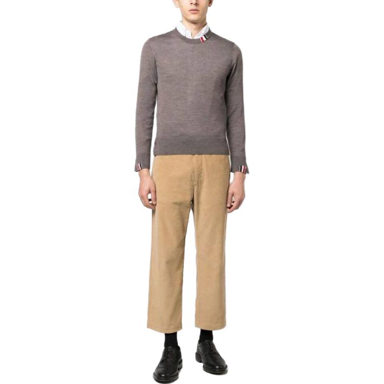 THOM BROWNE  Brown Solid Logo Crewneck Pullover Sweater Long Sleeve MKA474A-Y1014-211 圖 3