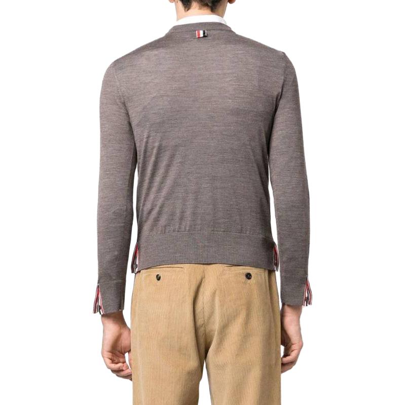 THOM BROWNE  Brown Solid Logo Crewneck Pullover Sweater Long Sleeve MKA474A-Y1014-211 圖 4