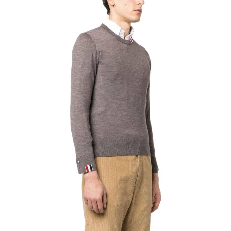 THOM BROWNE  Brown Solid Logo Crewneck Pullover Sweater Long Sleeve MKA474A-Y1014-211 圖 5