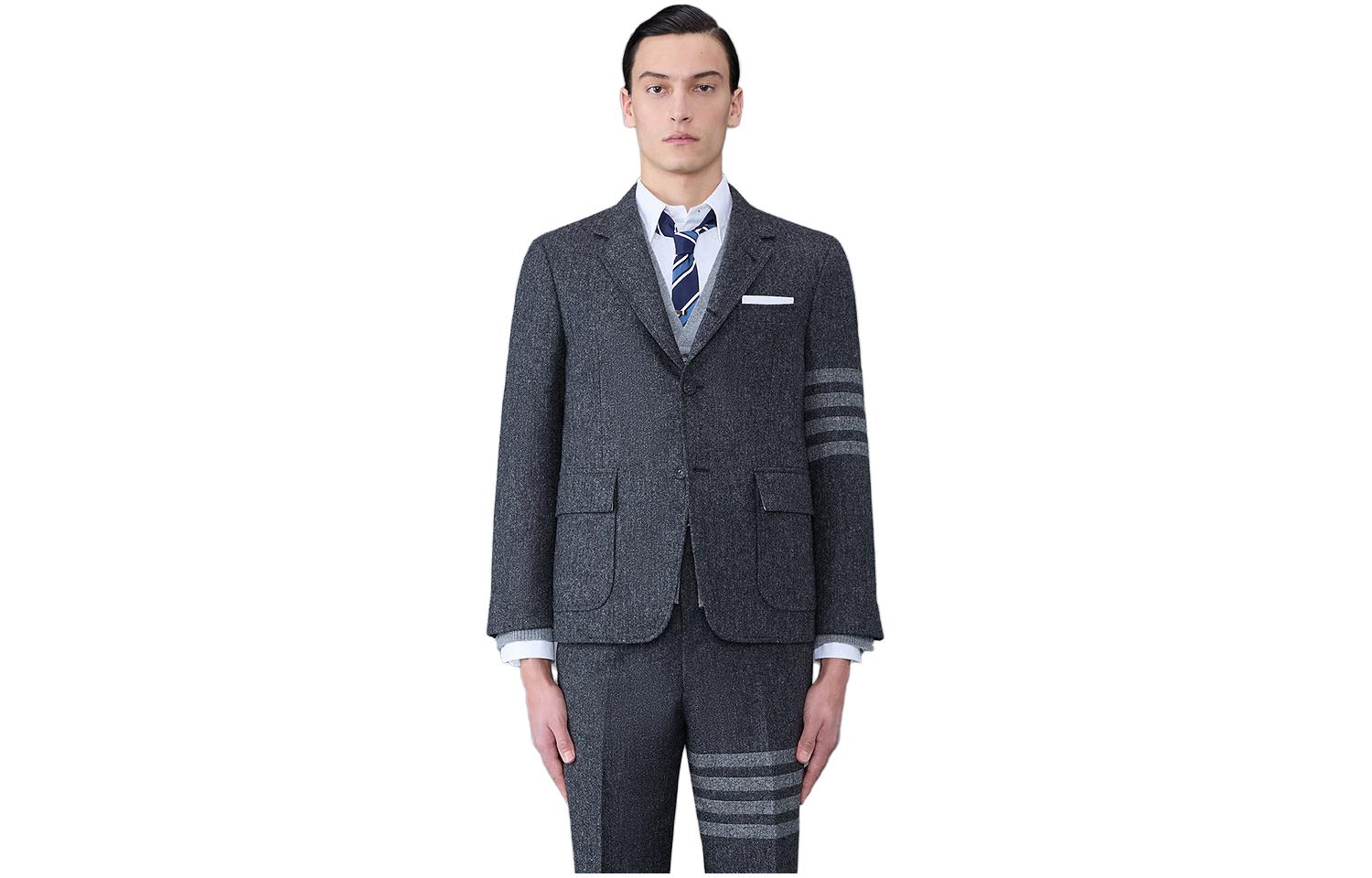 THOM BROWNE  Casual Four-Stripe Tweed Suit. MJU560A-05385