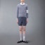 Lookbook Thom Browne 休闲条纹针织套头衫浅灰色毛衣 MKA497A-Y3014-055