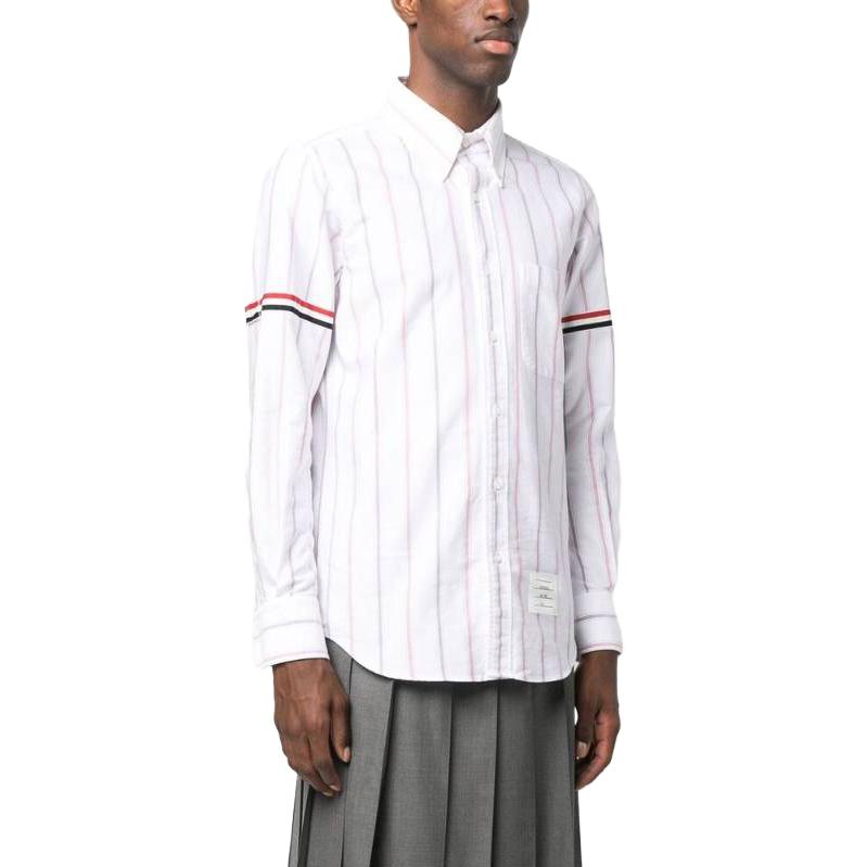 THOM BROWNE  Casual Striped Shirt in White. MWL301O07720960 圖 5
