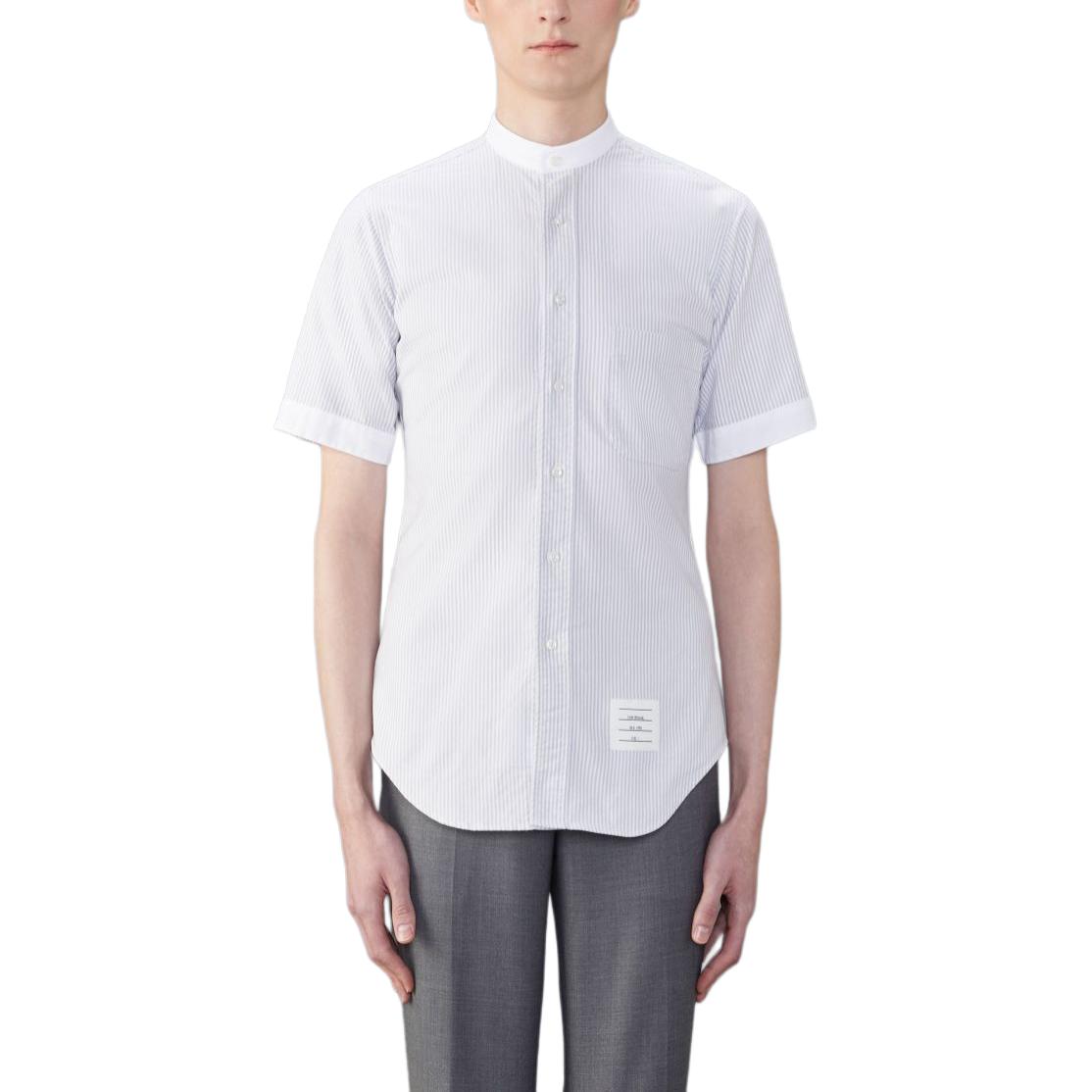 Thom Browne  Casual Striped Stand Collar Short Sleeve Shirt Grey MWS319C-00098-035 圖 2