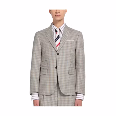 THOM BROWNE Checkered Single-Breasted Long Sleeve Suit Jacket Multicolor MJC328A-F0007-996