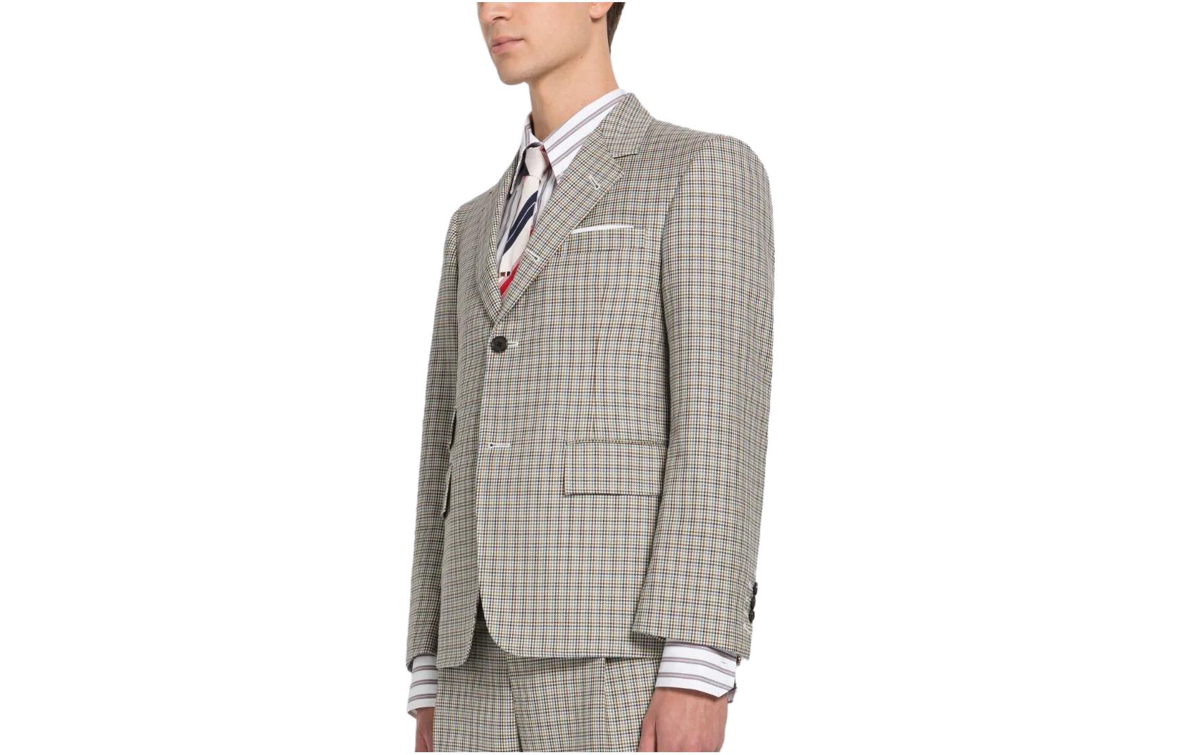 THOM BROWNE  Checkered Single-Breasted Long Sleeve Suit Jacket Multicolor MJC328A-F0007-996 圖 4