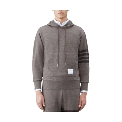 THOM BROWNE Classic 4-Bar Wool Hoodie Brown Pullover Long Sleeve. MJT390A-J0088-210