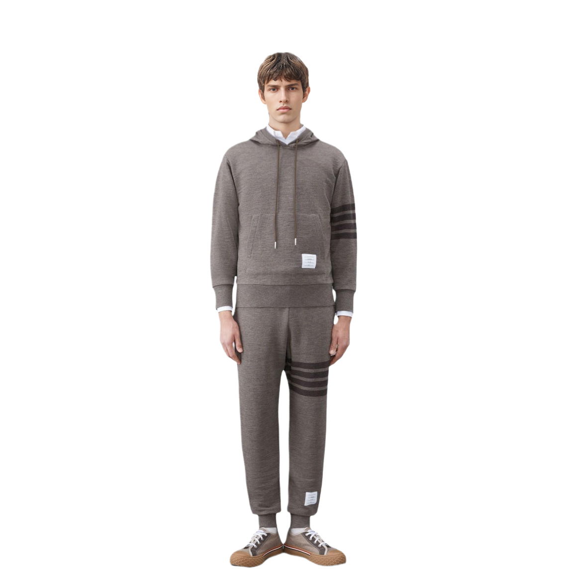 THOM BROWNE  Classic 4-Bar Wool Hoodie Brown Pullover Long Sleeve. MJT390A-J0088-210 圖 3