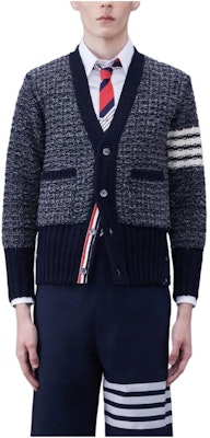 톰 브라운 클래식 4-스트라이프 V넥 모헤어 가디건 네이비 블루 MKC510A-Y1506-415 Order 톰 브라운 클래식 4-스트라이프 V넥 모헤어 가디건 네이비 블루 MKC510A-Y1506-415