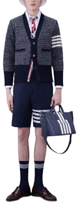 톰 브라운 클래식 4-스트라이프 V넥 모헤어 가디건 네이비 블루 MKC510A-Y1506-415 Shop 톰 브라운 클래식 4-스트라이프 V넥 모헤어 가디건 네이비 블루 MKC510A-Y1506-415