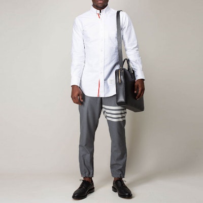 Thom Browne Pantalones Jogger de Punto Gris con Cuatro Barras Clásicas. MTT030A-06146-035 Shop Thom Browne Pantalones Jogger de Punto Gris con Cuatro Barras Clásicas. MTT030A-06146-035