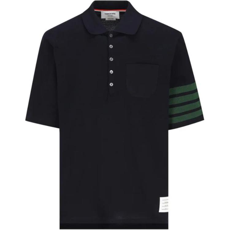 Thom Browne  Classic Stripe Print Polo Shirt Navy Blue MJP204A-J0155-415