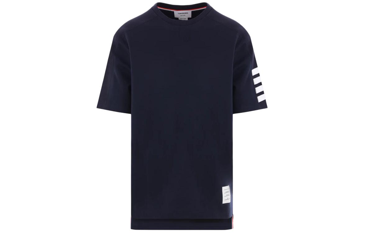 THOM BROWNE  Classic Striped Navy Blue Crewneck T-Shirt MJS246A-07323-415