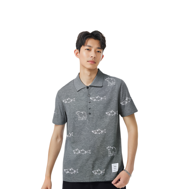 Shop 湯姆布朗魚熊刺繡棉質短袖Polo衫 MJP128E-10029-055
