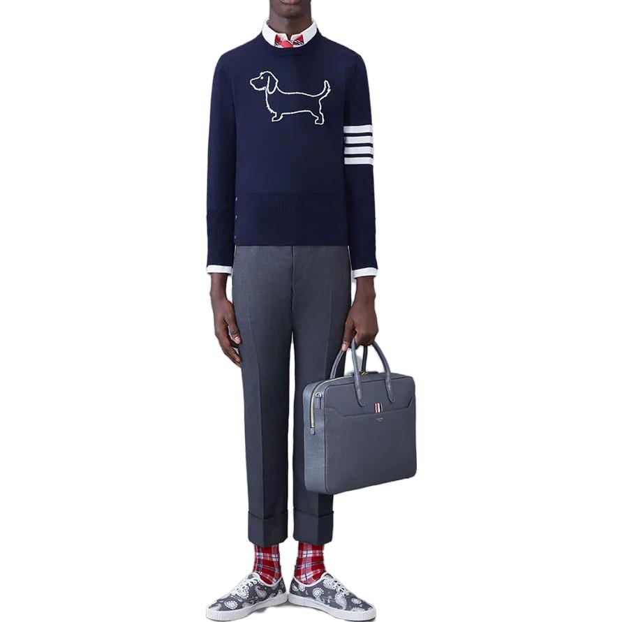 THOM BROWNE  Crewneck Patterned Knit Sweater Navy Blue. MKA486A-Y1002-415 圖 3