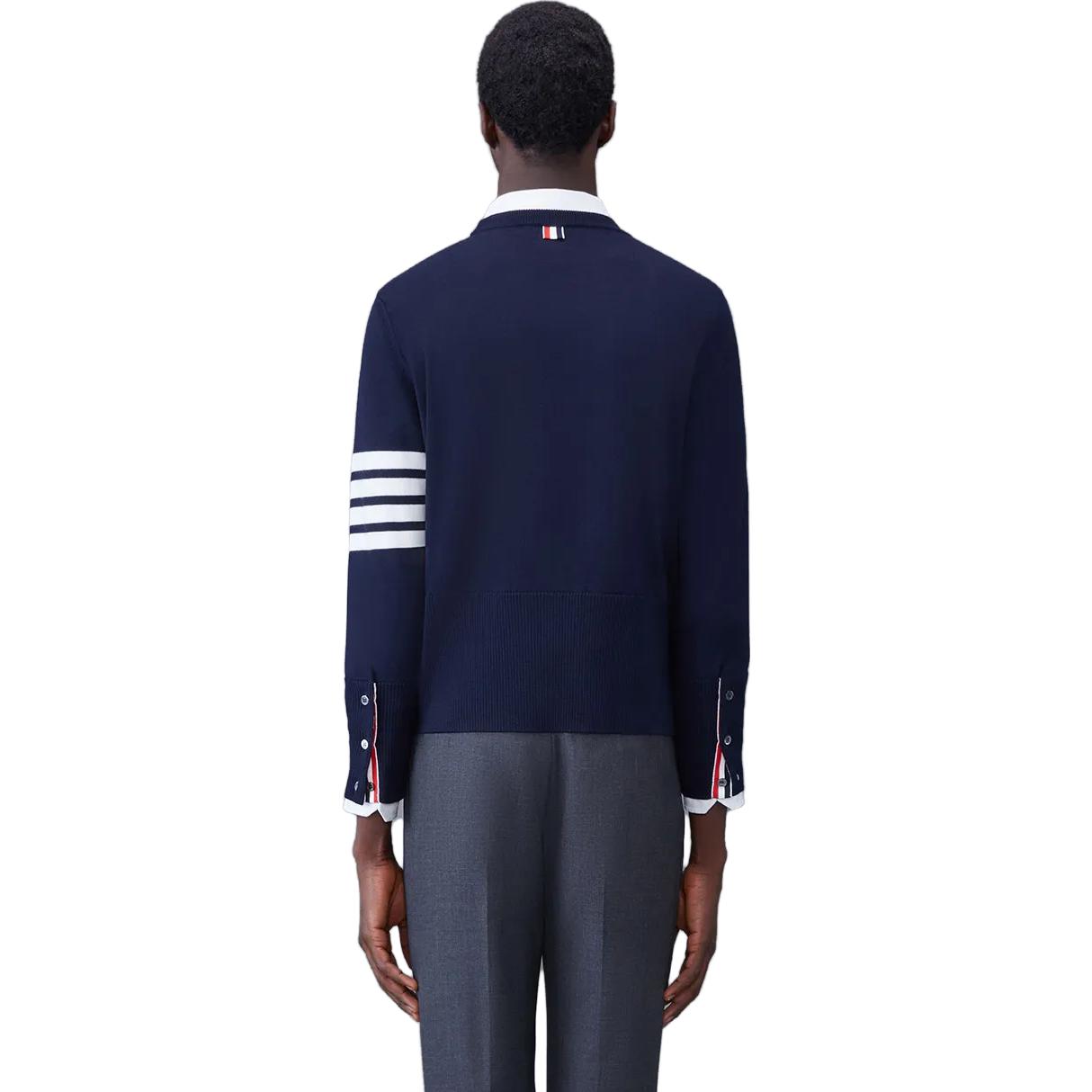 THOM BROWNE  Crewneck Patterned Knit Sweater Navy Blue. MKA486A-Y1002-415 圖 4
