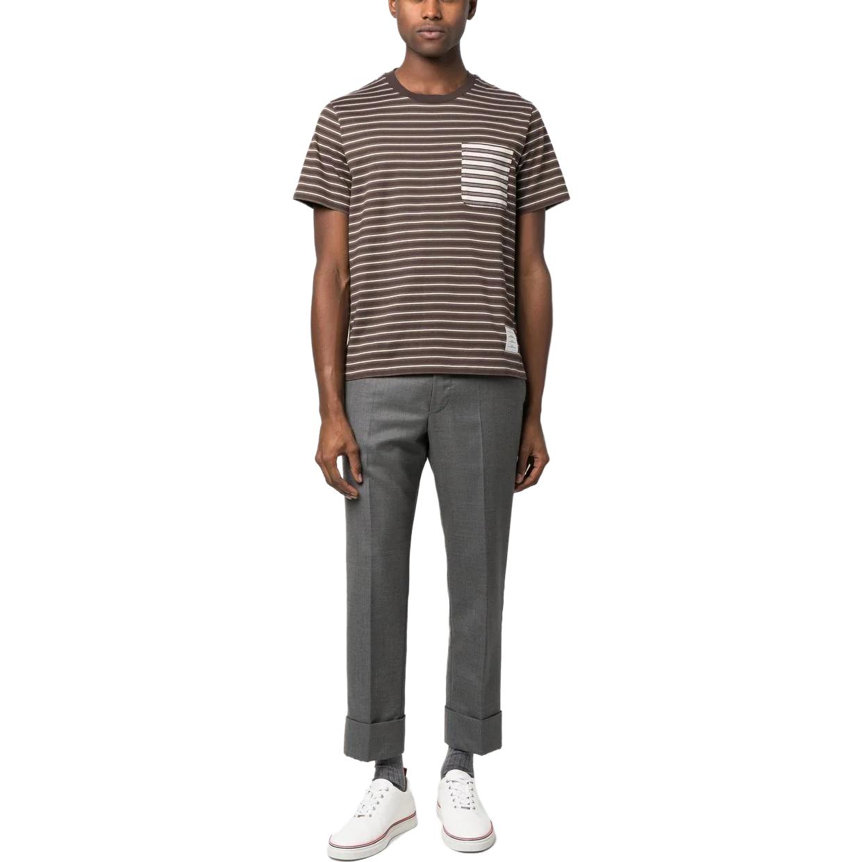 Thom Browne  Crewneck Striped Short Sleeve T-Shirt Dark Brown. MJS222A-J0087-205 圖 3