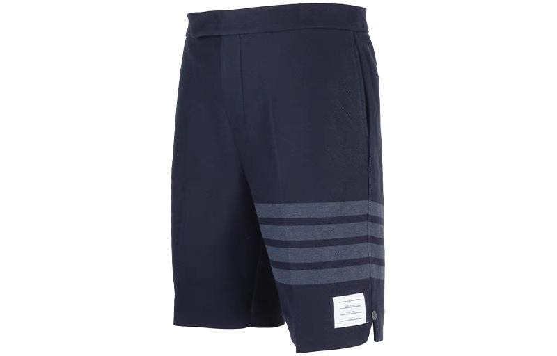 THOM BROWNE  Dark Stripe Logo Casual Shorts - Navy Blue. MJQ159A-06772-415 圖 4
