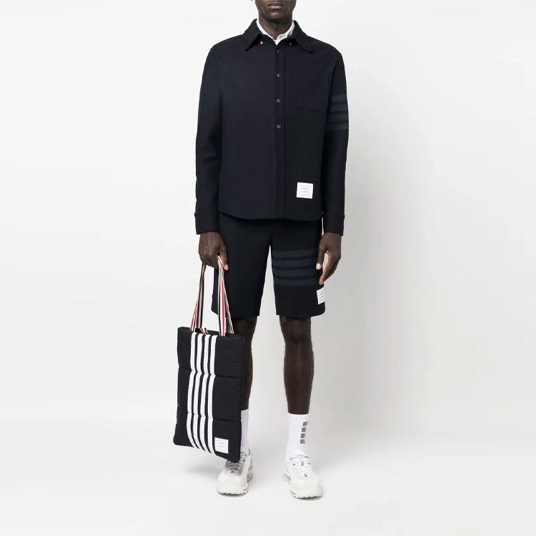 THOM BROWNE  Dark Stripe Logo Casual Shorts - Navy Blue. MJQ159A-06772-415 圖 6