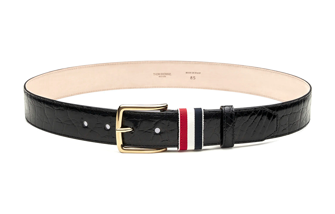 Thom Browne  Fashion Simple Casual Leather Belt - Black. MCX039X-00204-001