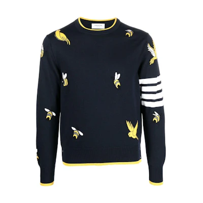 Thom Browne Floral Print Round Neck Sweater. MKA444A-Y1002-415