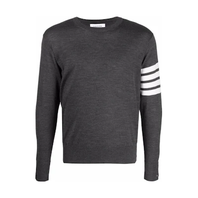 Thom Browne Four-Bar Crewneck Sweater Light Grey. MKA002-AY1014-CN8