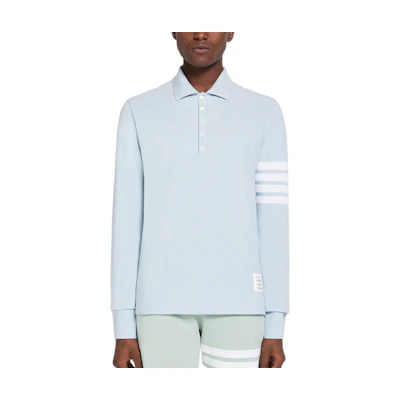 Thom Browne Four-Bar Long Sleeve Casual Polo Shirt Light Blue MJP137G-07976-480