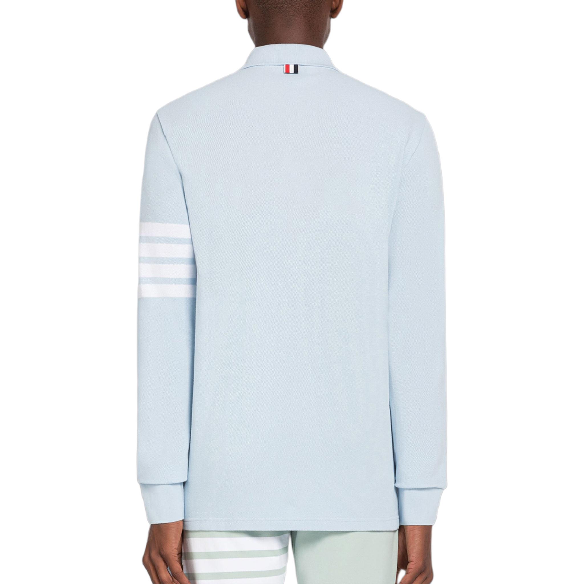 Thom Browne  Four-Bar Long Sleeve Casual Polo Shirt Light Blue MJP137G-07976-480 圖 3