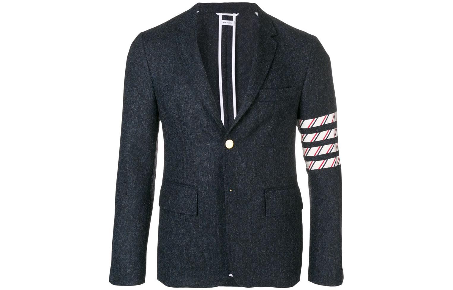 Order Thom Browne 四道杠粗花呢纽扣休闲夹克 MJU490A-05385-415