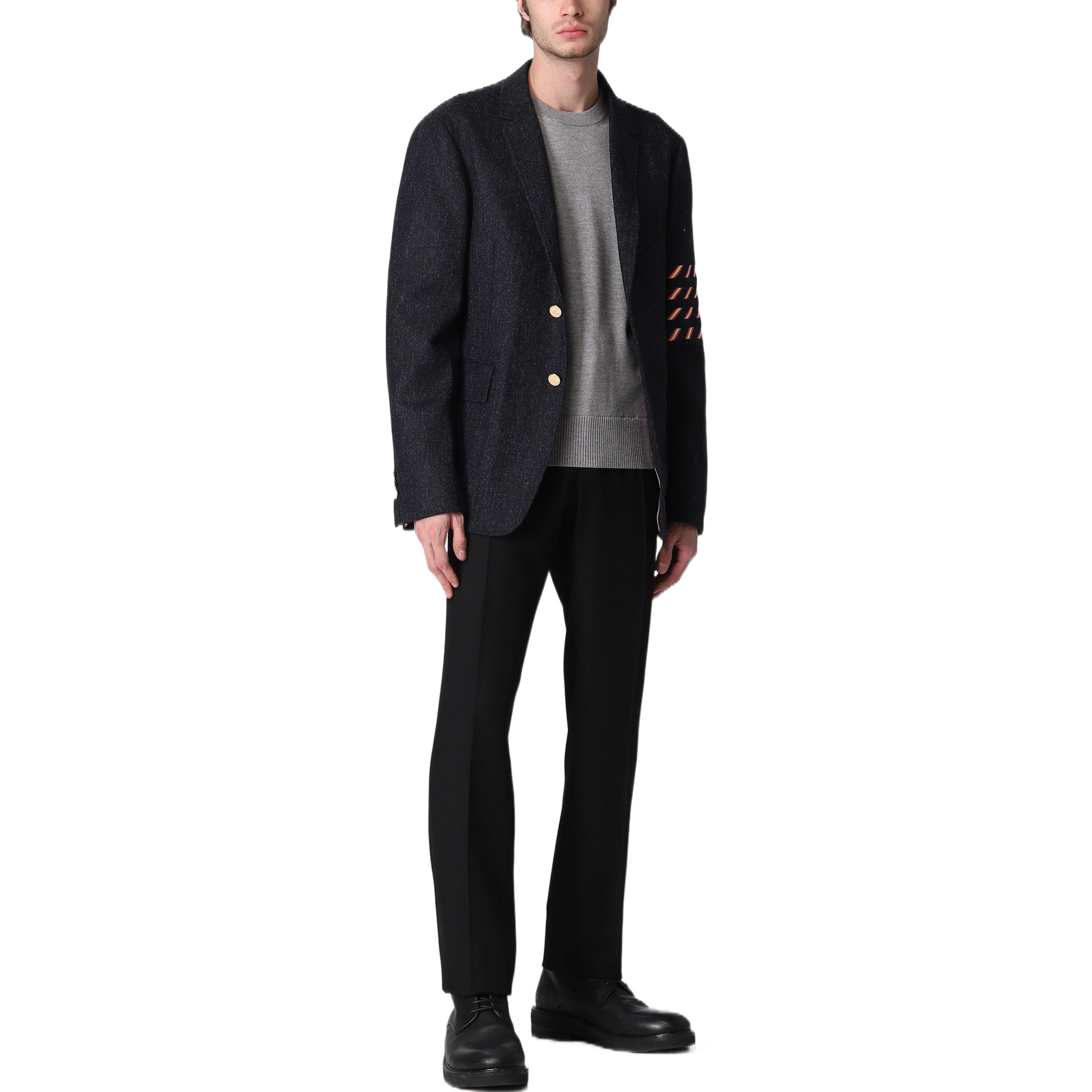 Sizing Thom Browne 四道杠粗花呢纽扣休闲夹克 MJU490A-05385-415