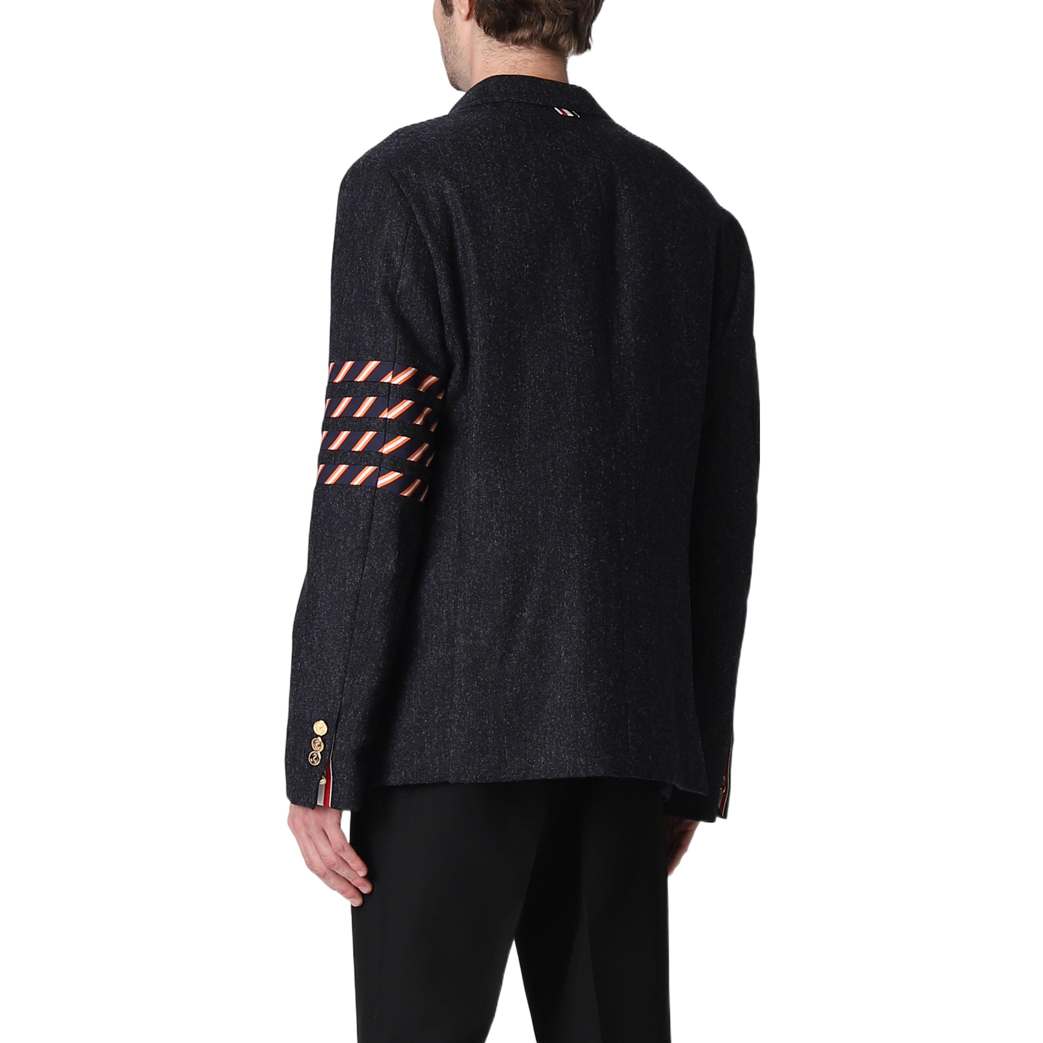 Cheap Thom Browne 四道杠粗花呢纽扣休闲夹克 MJU490A-05385-415