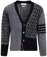 Thom Browne Four-Bar V-Neck Button Cardigan Grey MKC486F-Y1506-035 Thom Browne Four-Bar V-Neck Button Cardigan Grey MKC486F-Y1506-035