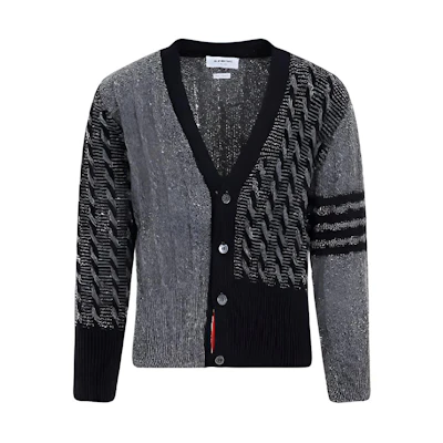 Thom Browne Four-Bar V-Neck Button Cardigan Grey MKC486F-Y1506-035