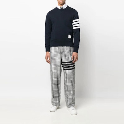 Thom Browne 四条纹格纹休闲长裤 MTC180H-07889-980 Lookbook Thom Browne 四条纹格纹休闲长裤 MTC180H-07889-980