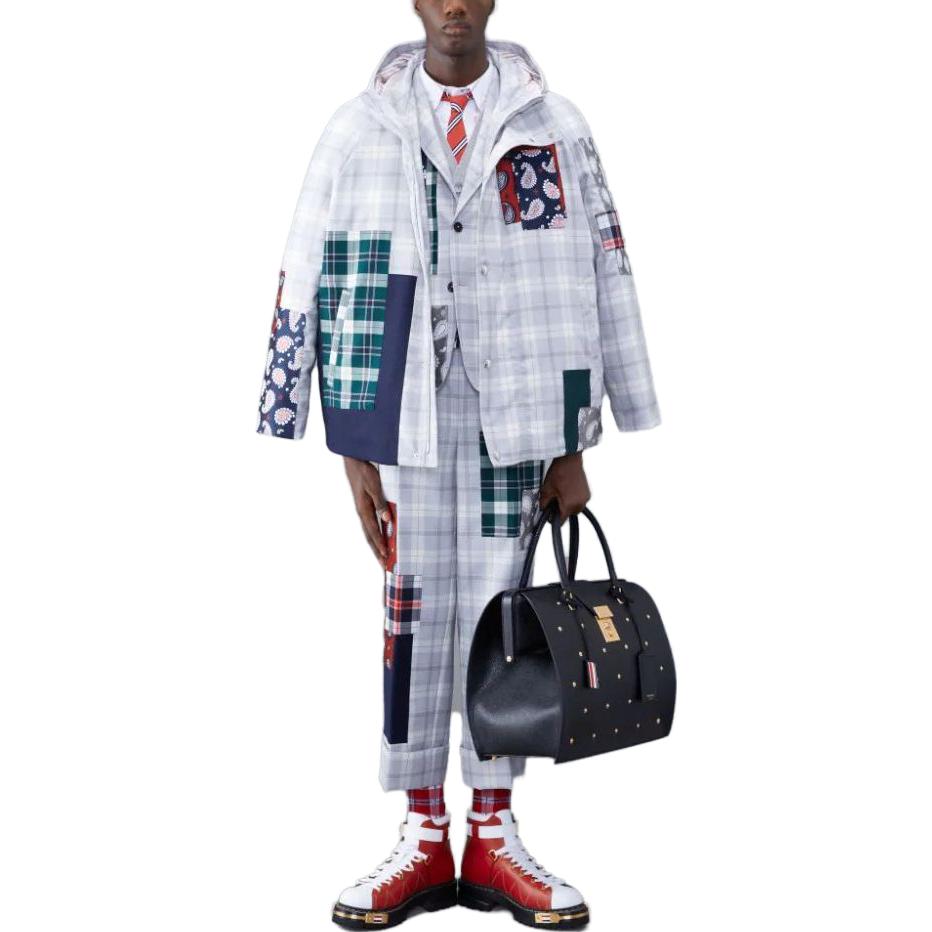 THOM BROWNE  Fun-Mix Tartan Merino V-Neck Cardigan Grey MKC502F-Y1029-982 圖 4