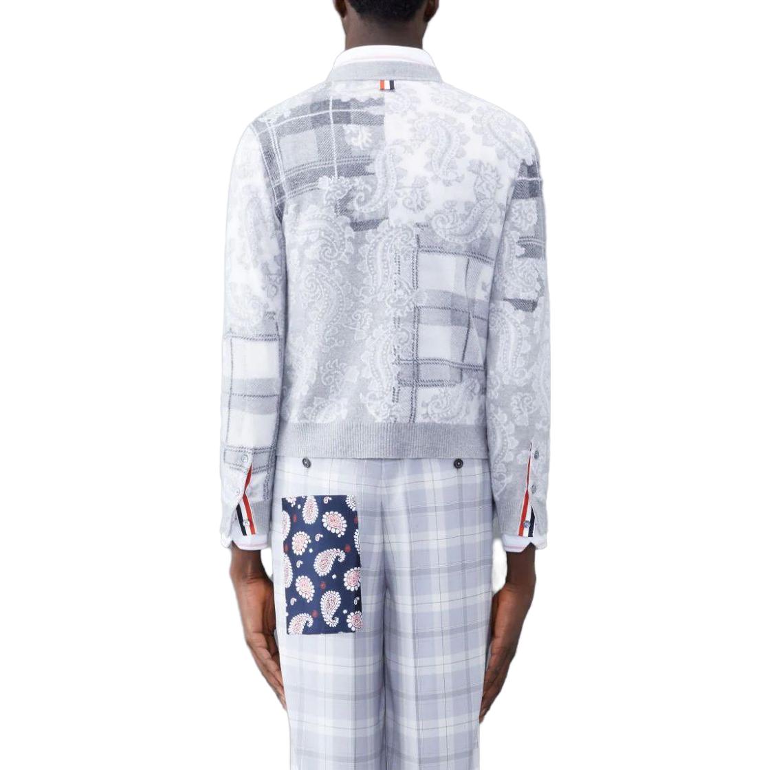 THOM BROWNE  Fun-Mix Tartan Merino V-Neck Cardigan Grey MKC502F-Y1029-982 圖 5